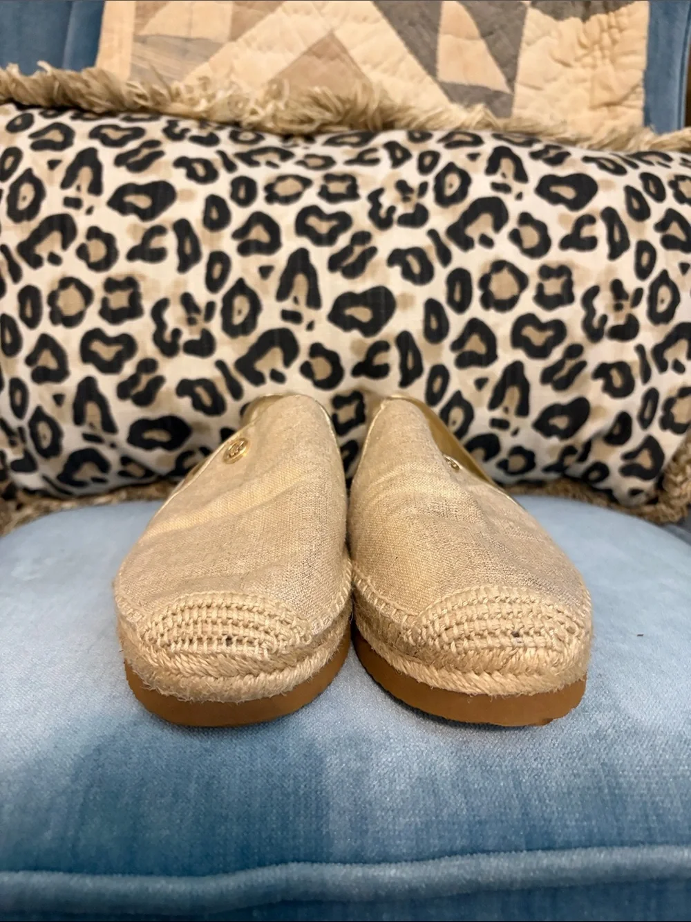Michael Kors Metallic Gold Espadrille Slip-On Flats